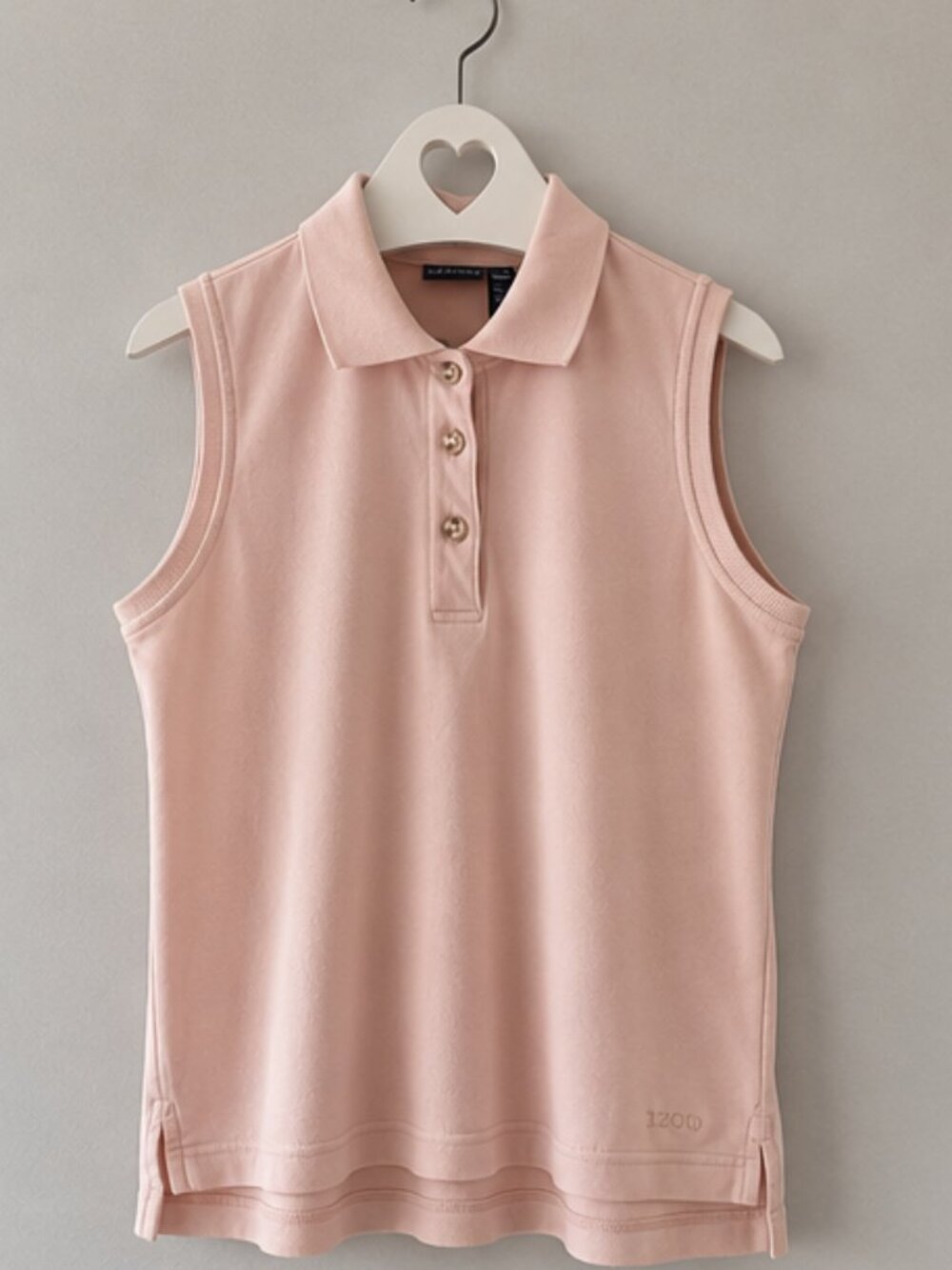 IZOD Womenās Pink 100% Cotton Sleeveless Polo Shirt Size M PTP19
